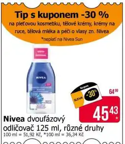 Teta Nivea dvoufázový odličovač 125 ml, různé druhy nabídka