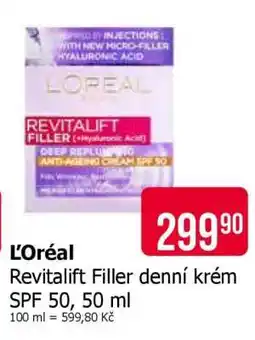 Teta L'Oréal Revitalift Filler denní krém SPF 50, 50 ml nabídka