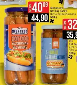 Jip McEnnedy Hot Dog Párky nabídka