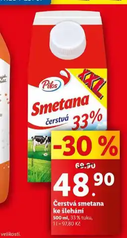 Lidl Čerstvá smetana ke šlehání nabídka