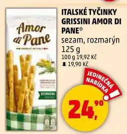 Penny Market ITALSKÉ TYČINKY GRISSINI AMOR DI PANE Pane sezam, rozmarýn, 125 g nabídka