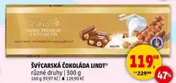 Penny Market ŠVÝCARSKÁ ČOKOLÁDA LINDT různé druhy, 300 g nabídka