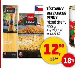 Penny Market TĚSTOVINY BEZVAJEČNÉ PENNY různé druhy, 500 g nabídka