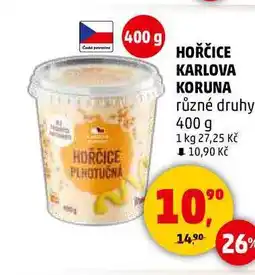Penny Market HOŘČICE KARLOVA KORUNA různé druhy, 400 g nabídka