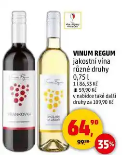 Penny Market VINUM REGUM jakostní vína různé druhy, 0,75 l nabídka
