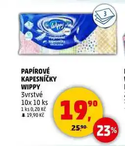 Penny Market PAPÍROVÉ KAPESNÍČKY WIPPY, 3vrstvé, 10x 10 ks nabídka