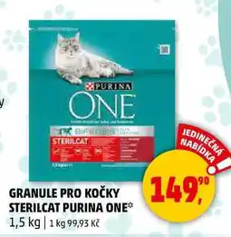 Penny Market GRANULE PRO KOČKY STERILCAT PURINA ONE, 1,5 kg nabídka