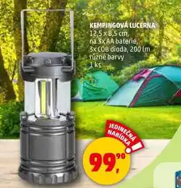 Penny Market KEMPINGOVÁ LUCERNA 12,5 x 8,5 cm, na 3x AA baterie, 200 lm různé barvy, 1 ks nabídka