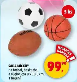 Penny Market SADA MÍČKŮ na fotbal, basketbal a rugby, cca 8 x 10,5 cm, 1 balení nabídka