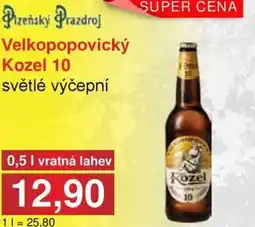 PLUS JIP Velkopopovický Kozel 10 světlé výčepní nabídka