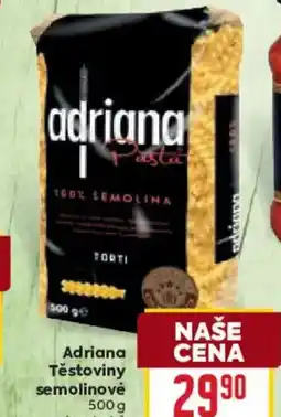 Billa Adriana Těstoviny semolinové nabídka