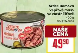 Billa Srdce Domova Vepřové maso ve vlastní šťávě nabídka