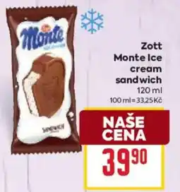 Billa Zott Monte Ice cream sandwich nabídka
