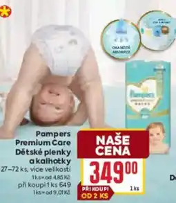 Billa Pampers Premium Care Dětské plenky a kalhotky nabídka