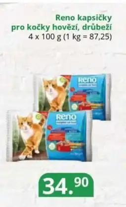 Potraviny CZ Reno kapsičky pro kočky hovězí, drůbeží nabídka