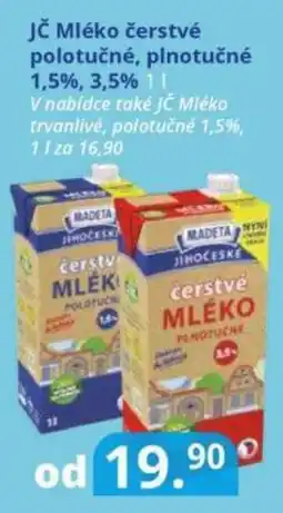 Potraviny CZ Jč Mléko čerstvé polotučné, plnotučné 1,5%, 3,5% nabídka