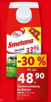 Lidl Pilos Smetana čerstvá 33% nabídka