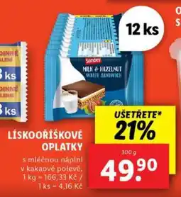 Lidl LÍSKOOŘÍŠKOVÉ OPLATKY nabídka