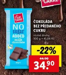 Lidl Čokoláda bez přidaného cukru nabídka