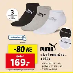Lidl PUMA NÍZKÉ PONOŽKY – 3 PÁRY nabídka