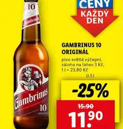 Lidl Pivo gambrinus originál 10 nabídka
