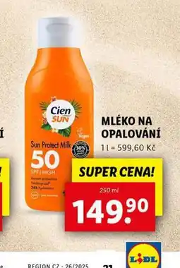 Lidl C ien sun mléko na opalování nabídka