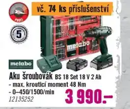 Hornbach Metabo Aku šroubovák BS 18 Set 18 V 2 Ah nabídka