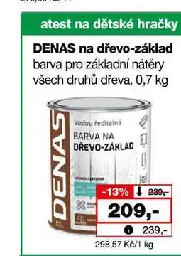 Barvy a laky drogerie DENAS na dřevo-základ barva pro základní nátěry všech druhů dřeva, 0,7 kg nabídka