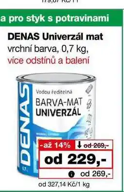 Barvy a laky drogerie DENAS Univerzál mat vrchní barva, 0,7 kg nabídka