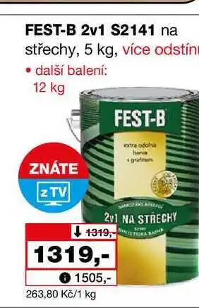 Barvy a laky drogerie FEST-B 2v1 S2141 na střechy, 5 kg nabídka