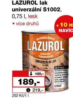 Barvy a laky drogerie LAZUROL lak univerzální S1002, 0,75 I, lesk nabídka