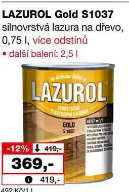 Barvy a laky drogerie LAZUROL Gold $1037 silnovrstvá lazura na dřevo, 0,75l nabídka