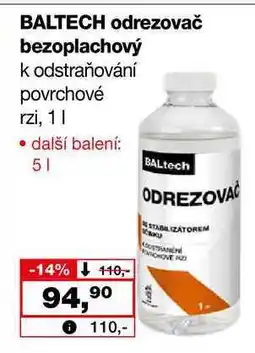 Barvy a laky drogerie BALTECH odrezovač bezoplachový k odstraňování povrchové rzi, 1l nabídka