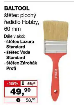 Barvy a laky drogerie BALTOOL štětec plochý ředidlo Hobby, 60 mm nabídka