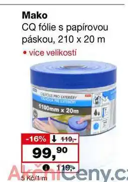 Barvy a laky drogerie Mako CQ fólie s papírovou páskou, 210 x 20 m nabídka