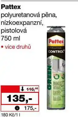 Barvy a laky drogerie Pattex polyuretanová pěna, nízkoexpanzní, pistolová 750 ml nabídka