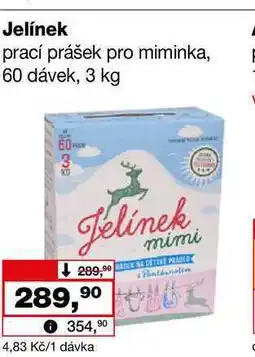 Barvy a laky drogerie Jelínek prací prášek pro miminka, 60 dávek, 3 kg nabídka