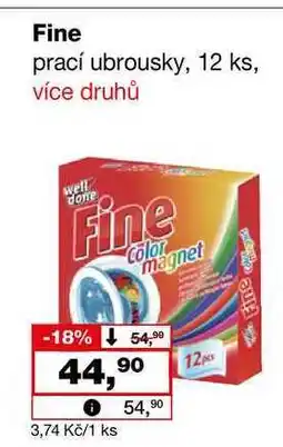 Barvy a laky drogerie Fine prací ubrousky, 12 ks nabídka