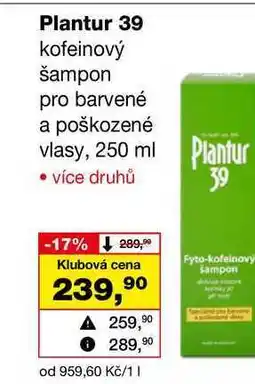 Barvy a laky drogerie Plantur 39 kofeinový šampon pro barvené a poškozené vlasy, 250 ml nabídka