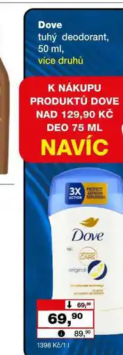 Barvy a laky drogerie Dove tuhý antiperspirant deodorant, vybrané druhy 50ml nabídka