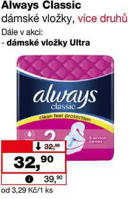 Barvy a laky drogerie Always Classic dámské vložky, více druhů nabídka