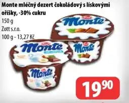 Partner Maloobchodní síť Monte mléčný dezert čokoládový s lískovými oříšky, -30% cukru nabídka