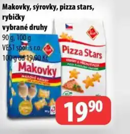 MAKOVKY Sýrovky, pizza stars, rybičky vybrané druhy