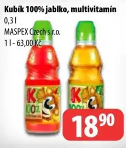 Partner Maloobchodní síť Kubík 100% jablko, multivitamín nabídka