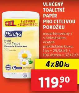 Lidl VLHČENÝ TOALETNÍ PAPÍR PRO CITLIVOU POKOŽKU, 4x 80 ks nabídka