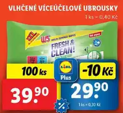 Lidl VLHČENÉ VÍCEÚČELOVÉ UBROUSKY, 100 ks nabídka