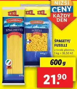 Lidl ŠPAGETY/FUSILLI, 600 g nabídka