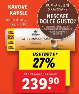 Lidl KÁVOVÉ KAPSLE, 24 + 24 kapslí/48 kapslí nabídka