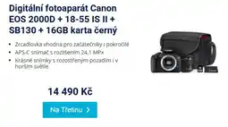 Datart Digitální fotoaparát Canon EOS 2000D + 18-55 IS II + SB130 + 16GB karta černý nabídka