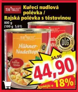 Norma Kuřecí nudlová polévka / Rajská polévka s těstovinou nabídka